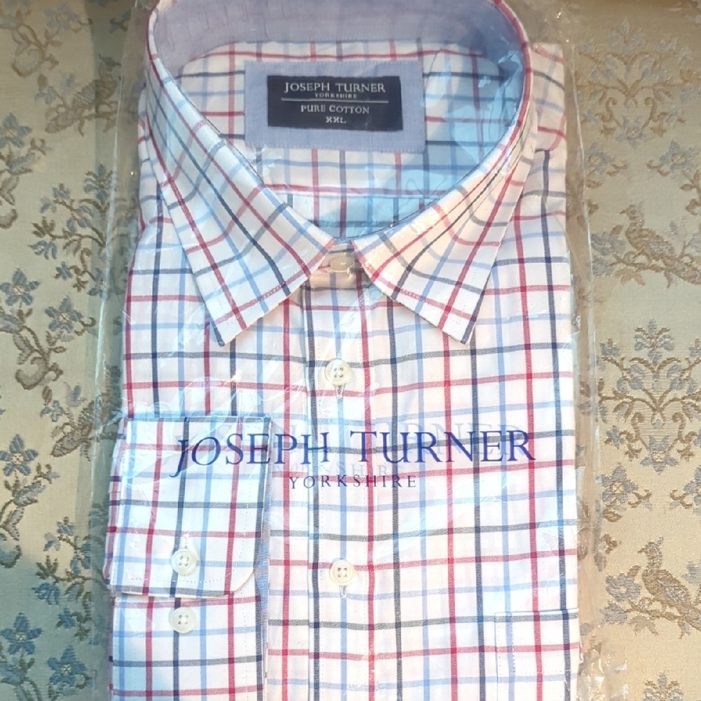 Joseph Turner Pure Cotton  XXL Red And Blue Check Button Down.